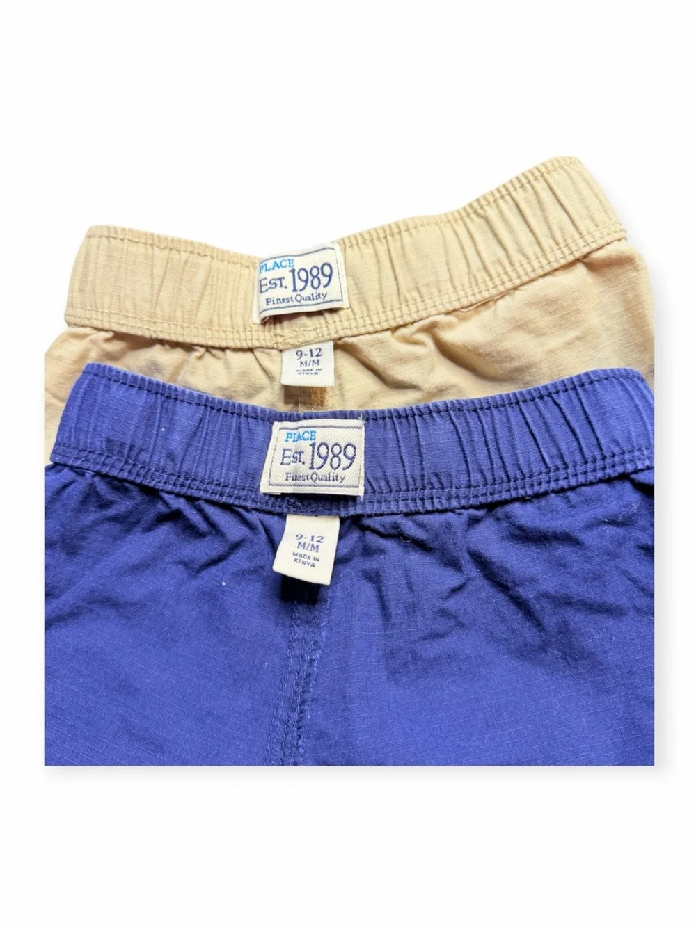 The Children’s Place Boys Cargo Shorts Lot of 2 Size 9-12M Blue Khaki Cotton